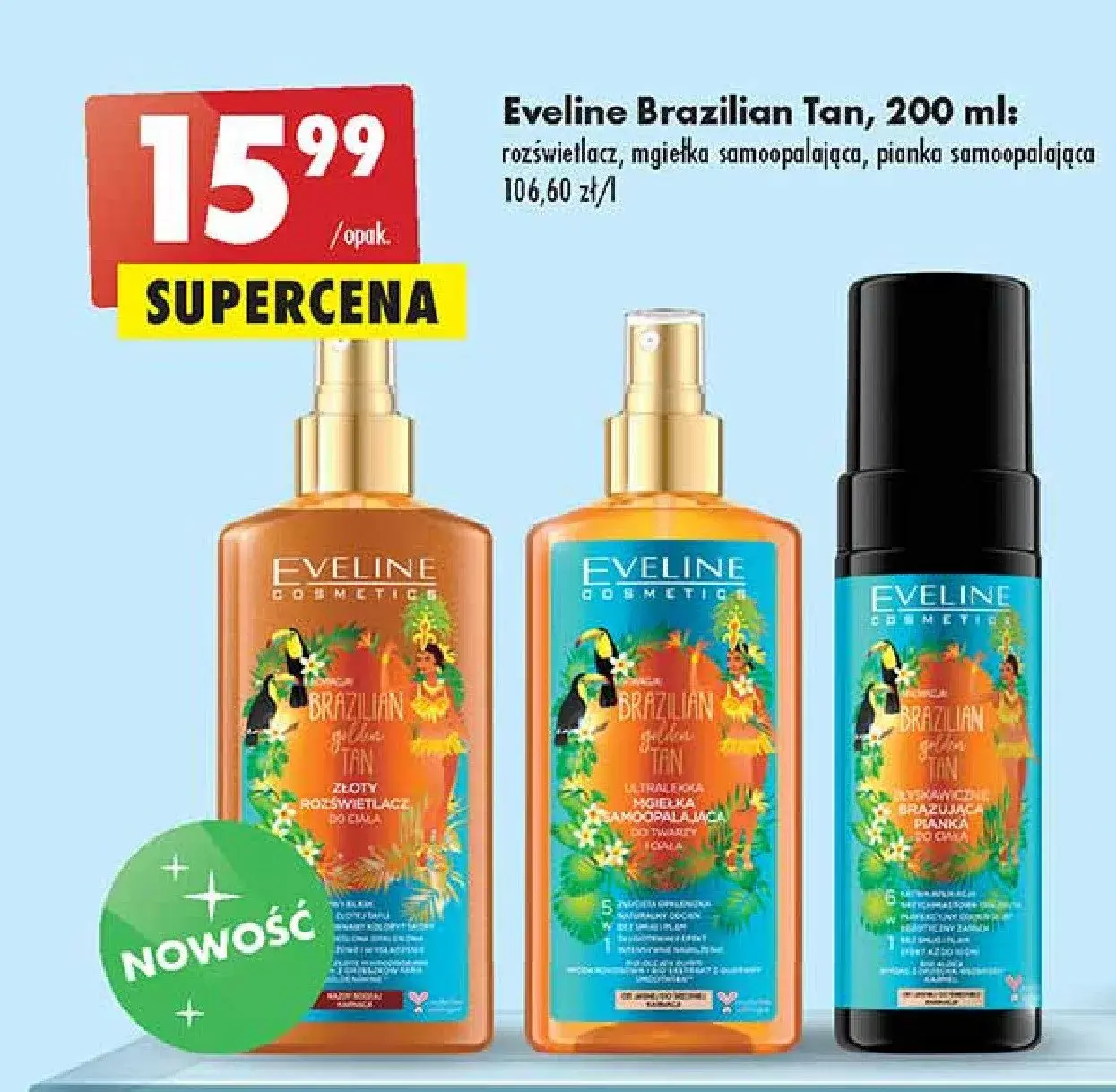 Eveline Brazilian Body rozświetlający złoty eliksir - piękna skóra bez słońca